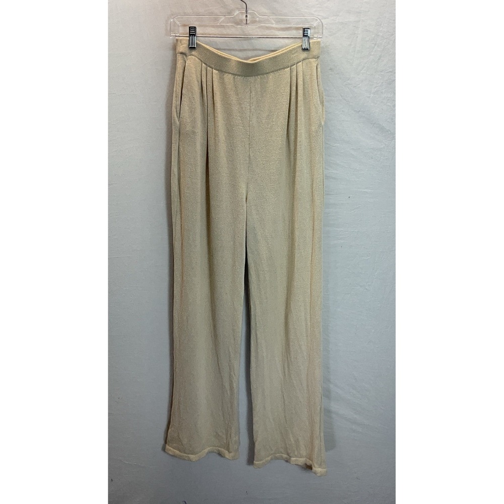 VTG.‎ St. John Collection Pants Womens 10 Ivory Santana Knit Wide Leg Made USA
